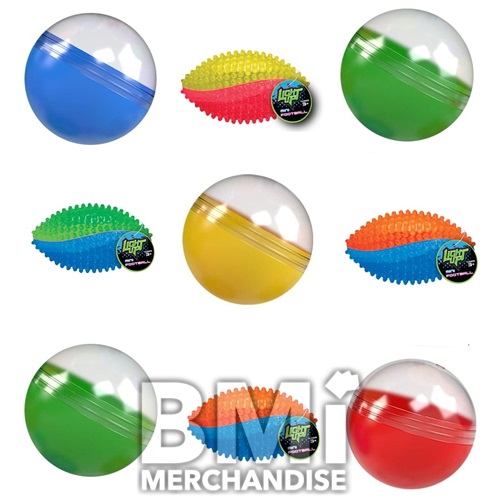 48PC 4INCH CAPSULE WITH LIGHT UP TWO TONED FOOTBALL CAPSULE KIT