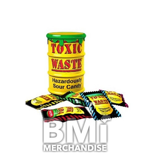 TOXIC WASTE YELLOW DRUM ASST SOUR CANDY