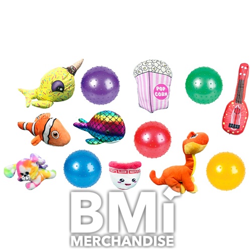 144PC BEST VALUE KIT - 24PC 3INCH INFLATED KNOBBY BALLS & 120PC 7INCH GENERIC PLUSH KIT