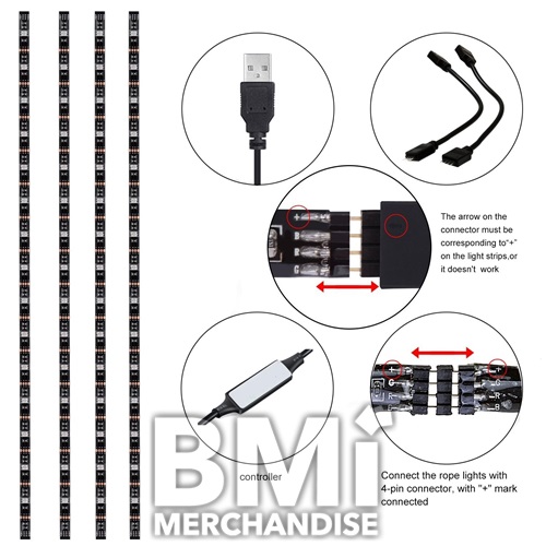 USB FLEXIBLE LED LIGHT UP STRIP W REMOTE