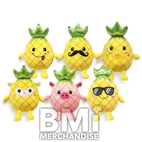 72PC 7INCH PINEAPPLE FRIENDS PLUSH ASSORTED CRANE KIT