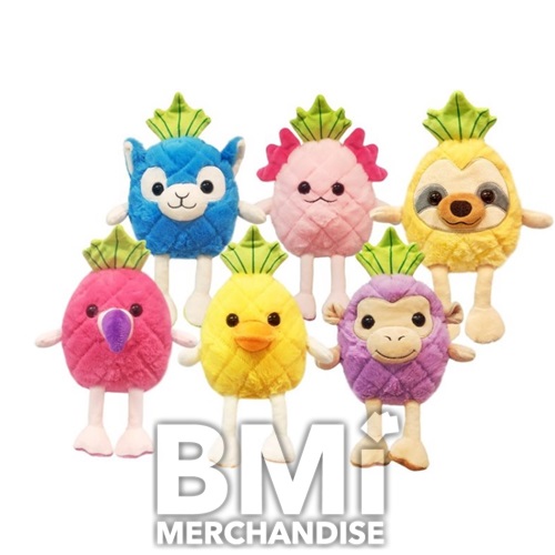 72PC 7INCH PINEAPPLE PETS PLUSH ASSORTED CRANE KIT