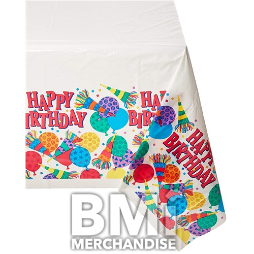 BIRTHDAY HORNS PLASTIC TABLE COVER